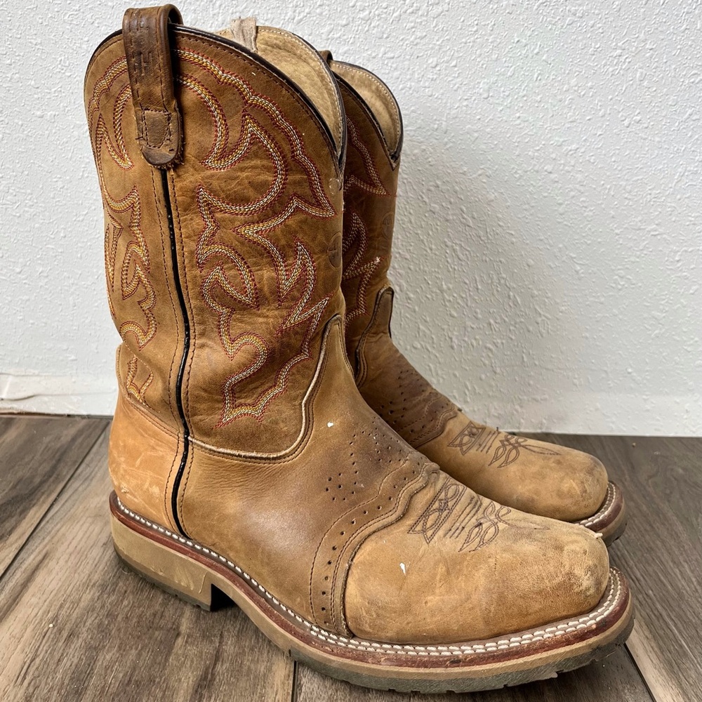 Double H Western Leather Cowboy Boot, Square Steel Toe , Mens Size 10.5 EE